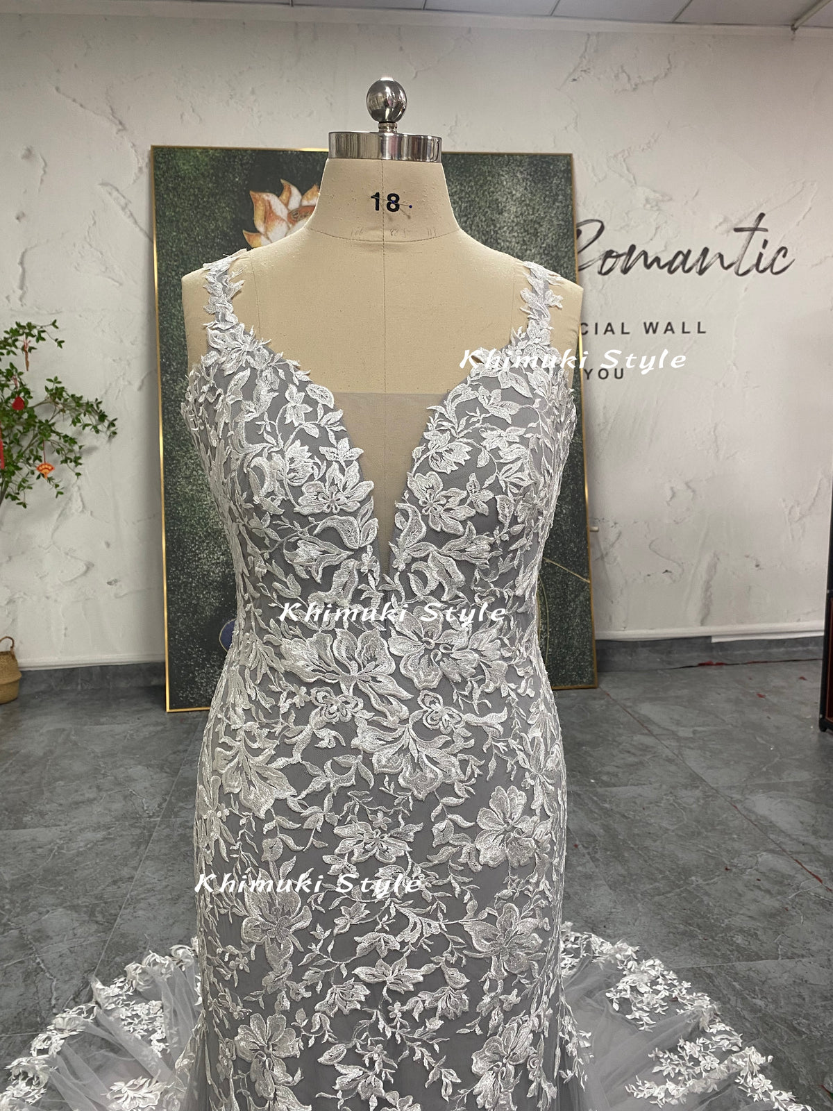 mermaid gray wedding dress