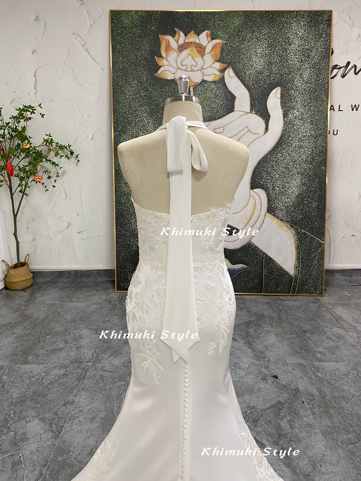 mermaid ivory lace wedding dress