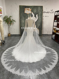 mermaid ivory lace wedding gown