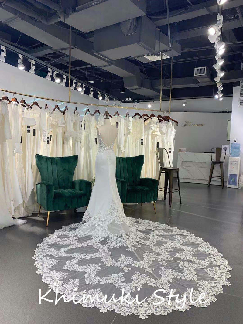 mermaid ivory wedding dress