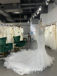 mermaid long sleeves wedding gown