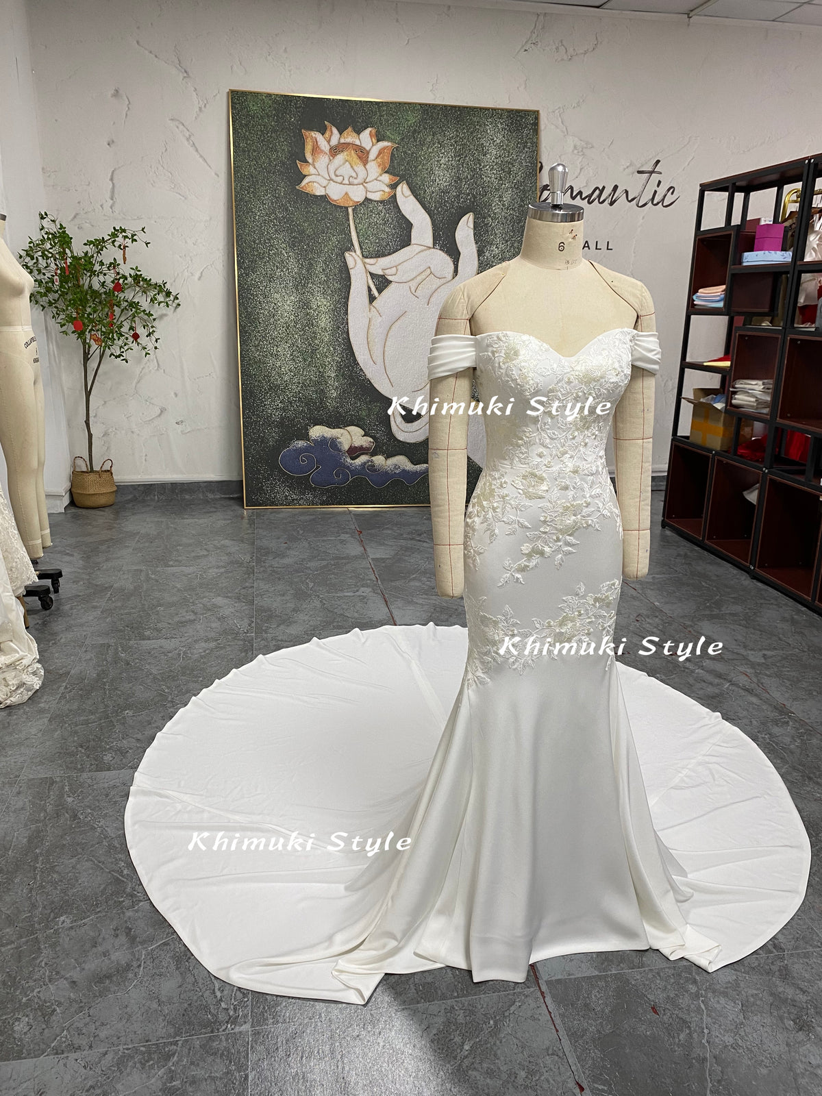 mermaid off the shoulder wedding gown