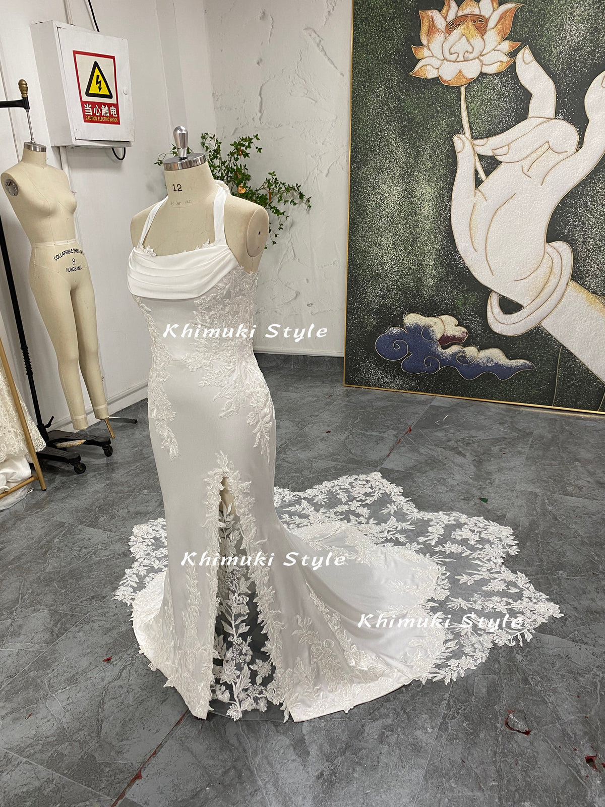 mermaid slit wedding dress