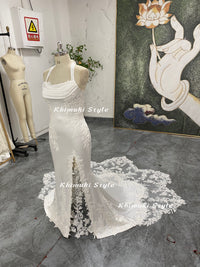 mermaid slit wedding dress