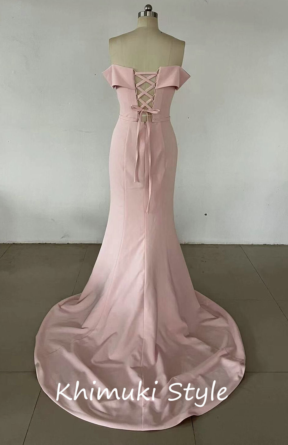 light pink maxi prom dress