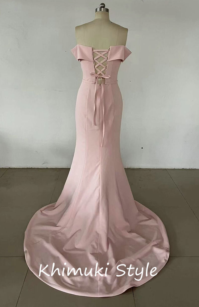 light pink maxi prom dress