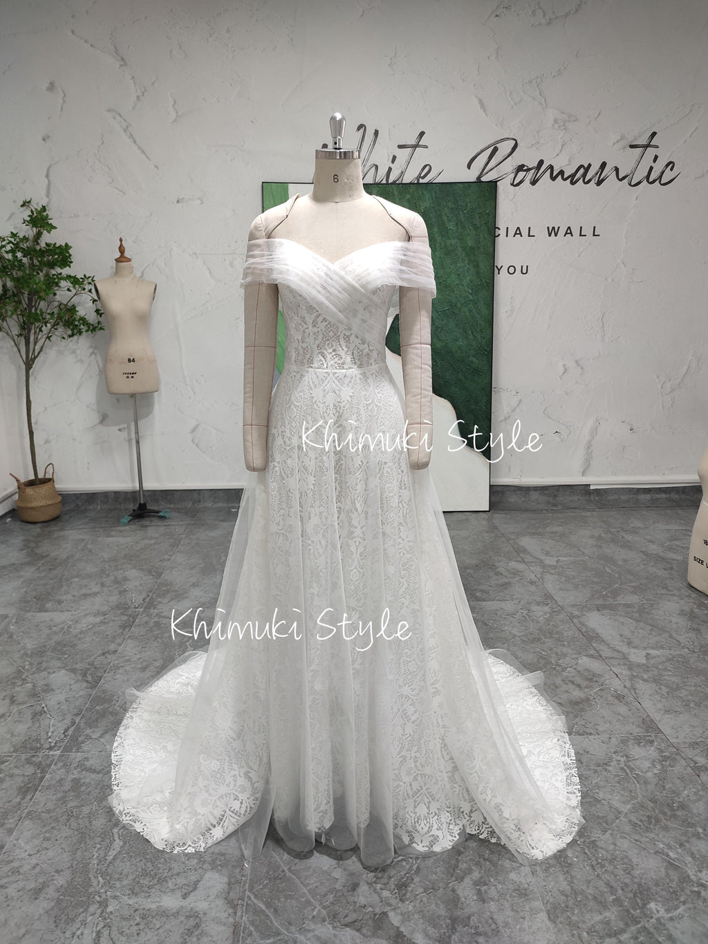 off shoulder wedding dress