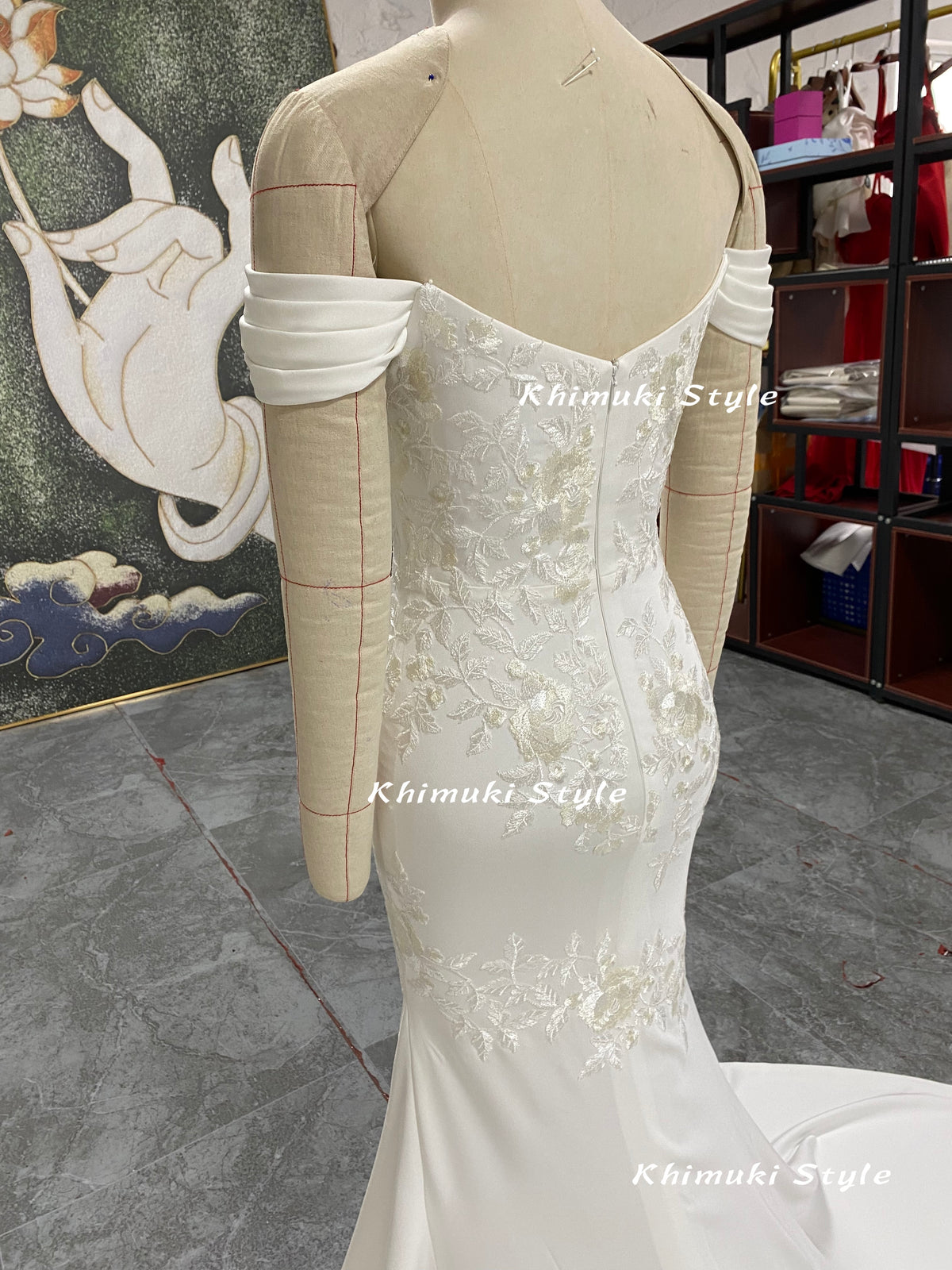 off the shoulder sleeve wedding dress