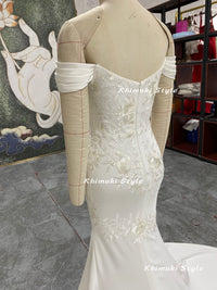 off the shoulder sleeve wedding dress