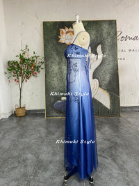 ombre blue graduation dress