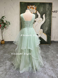 plus size sage green prom dress