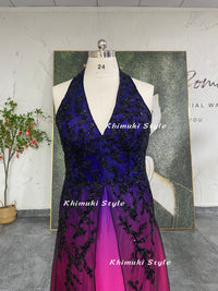 plus size vintage ombre prom dress