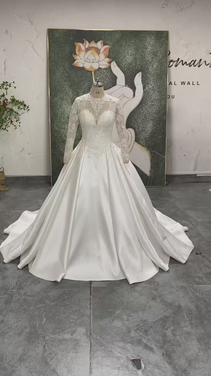 modest long sleeves wedding dress