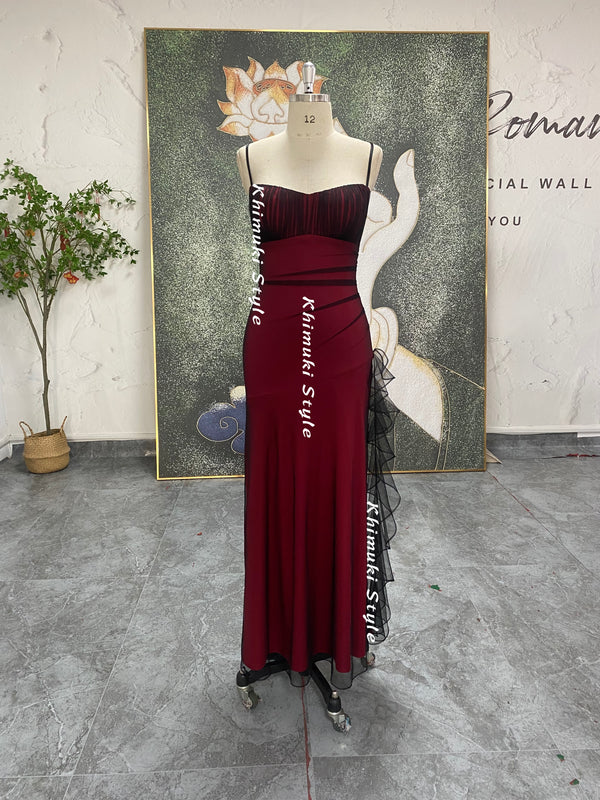 red and black sheath party dress