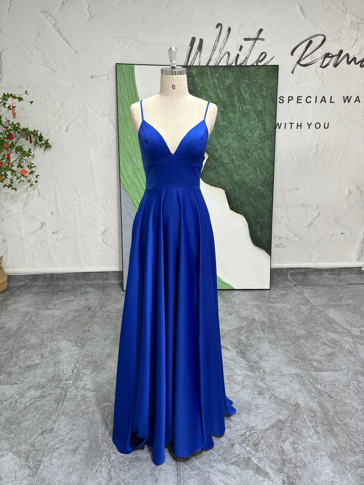 slit blue prom dress