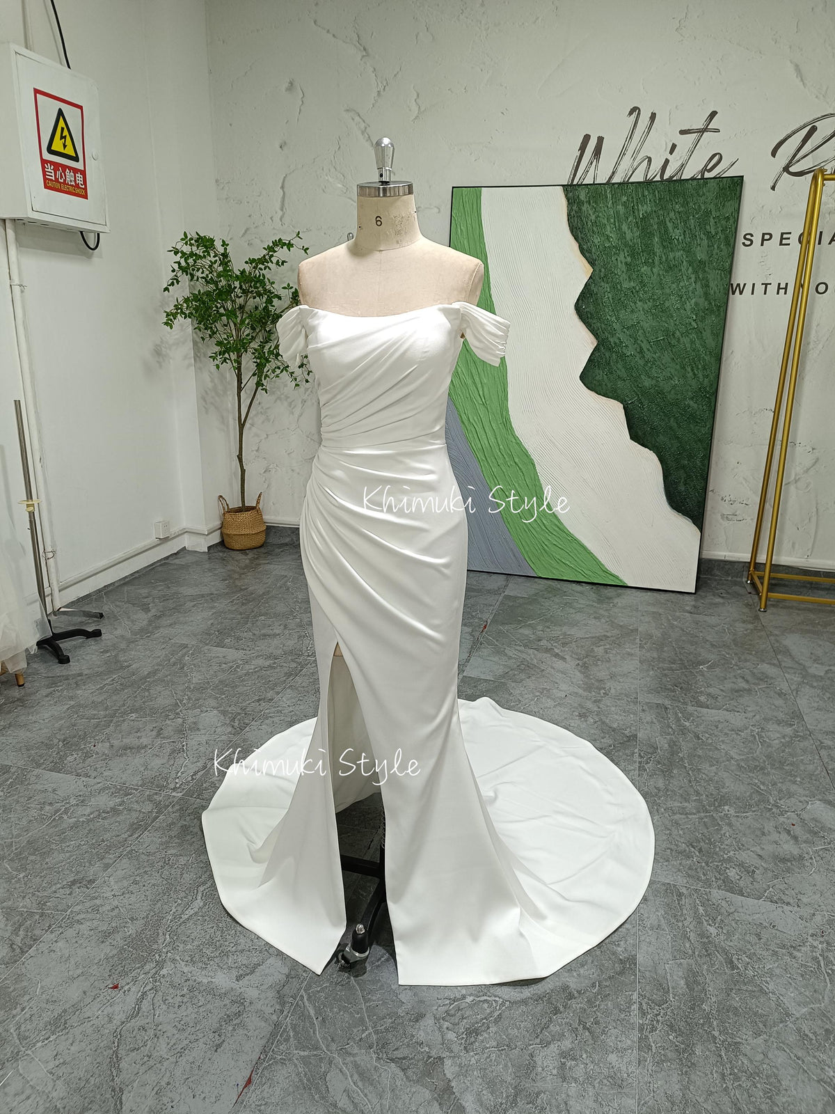 sexy slit bridal dress