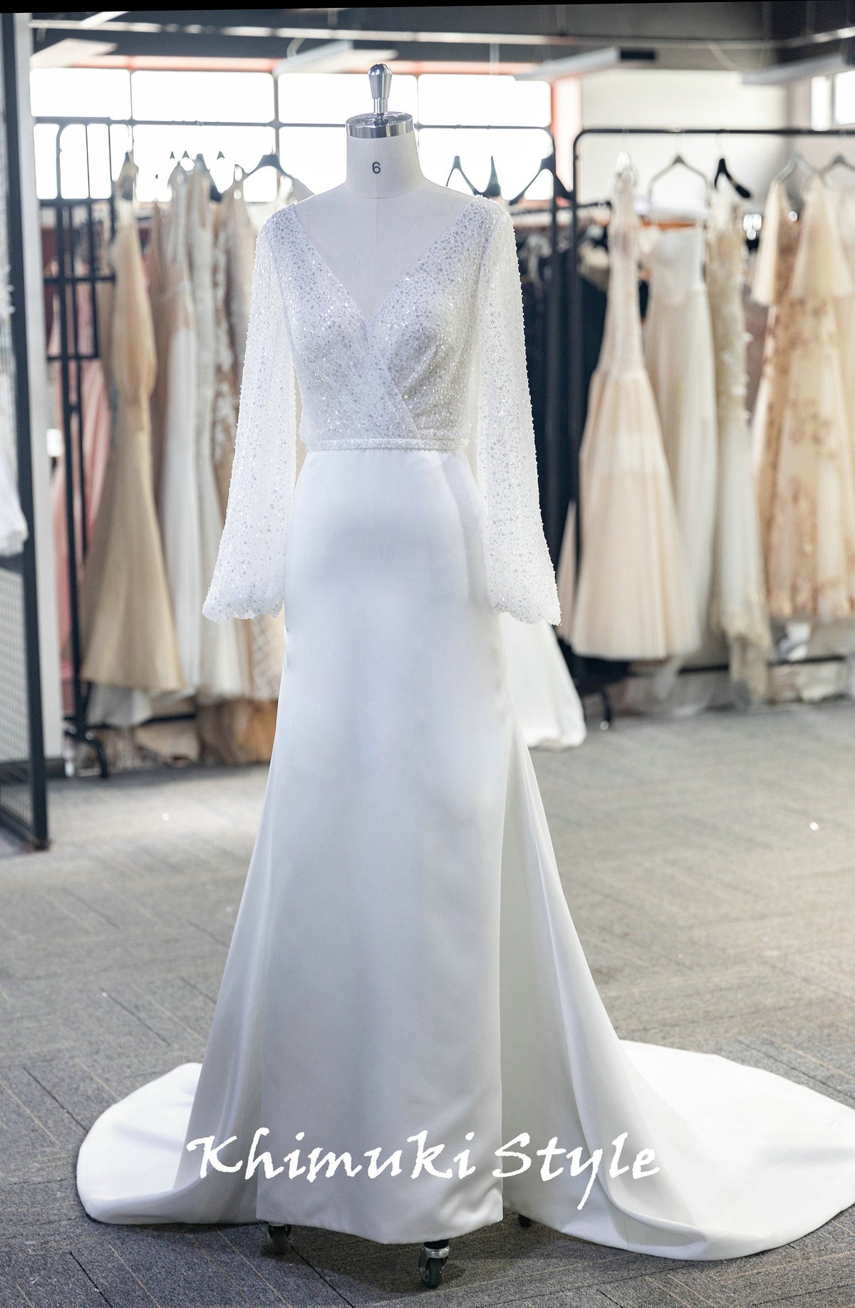 v-neck wedding dress