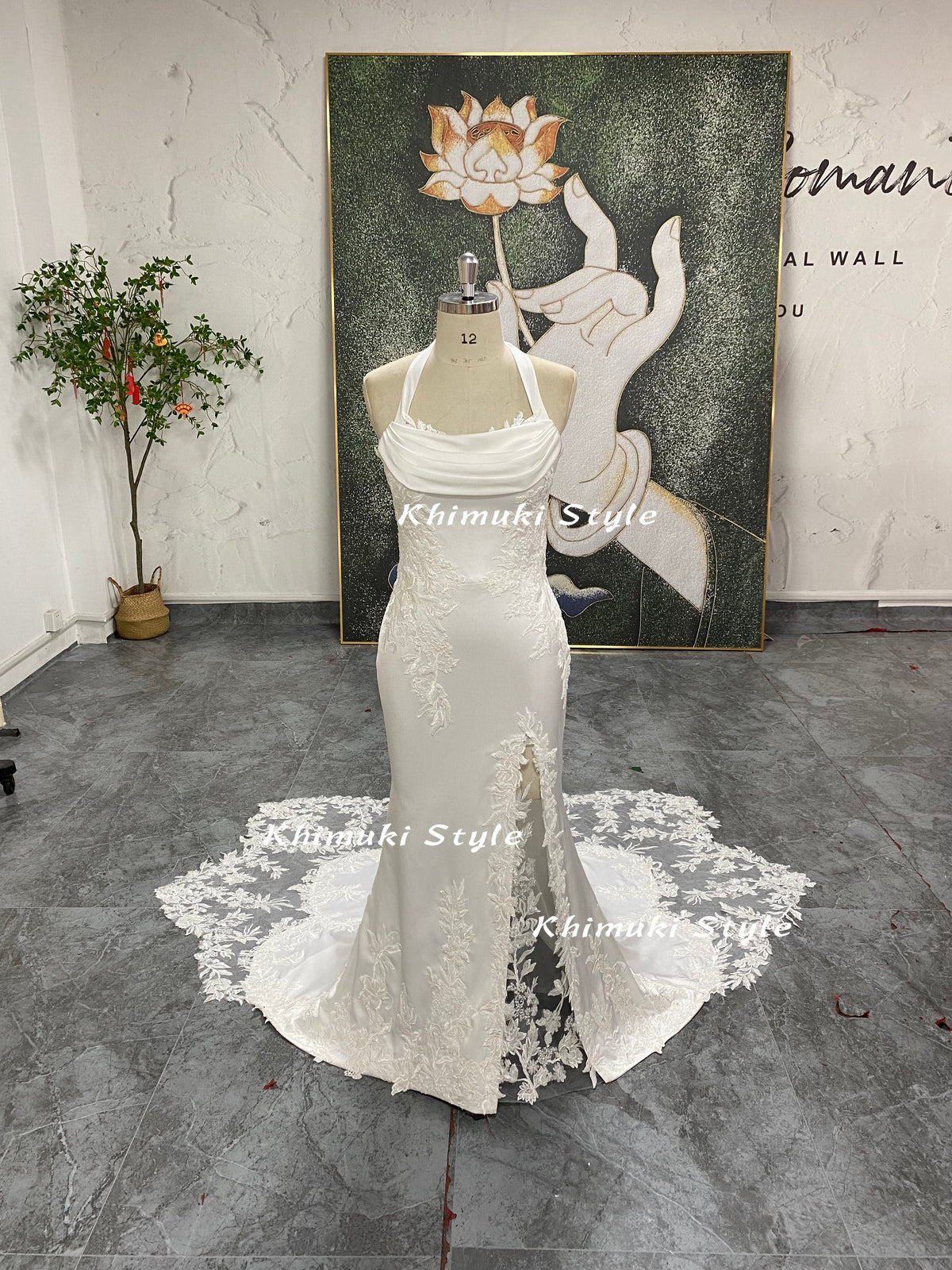 sheath slit wedding dress