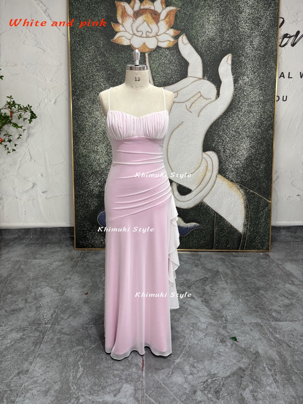 white and pink prom dress