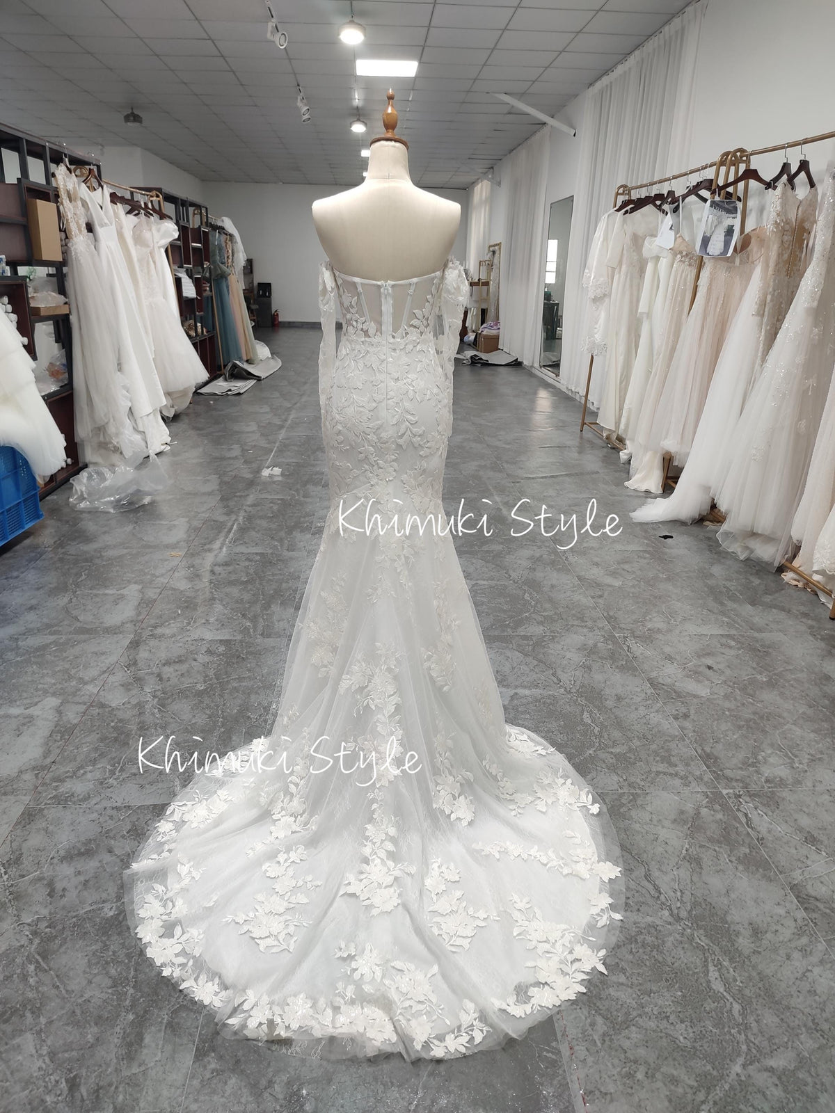 sheer lace wedding dress