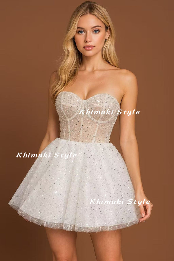 short sheer wedding dress