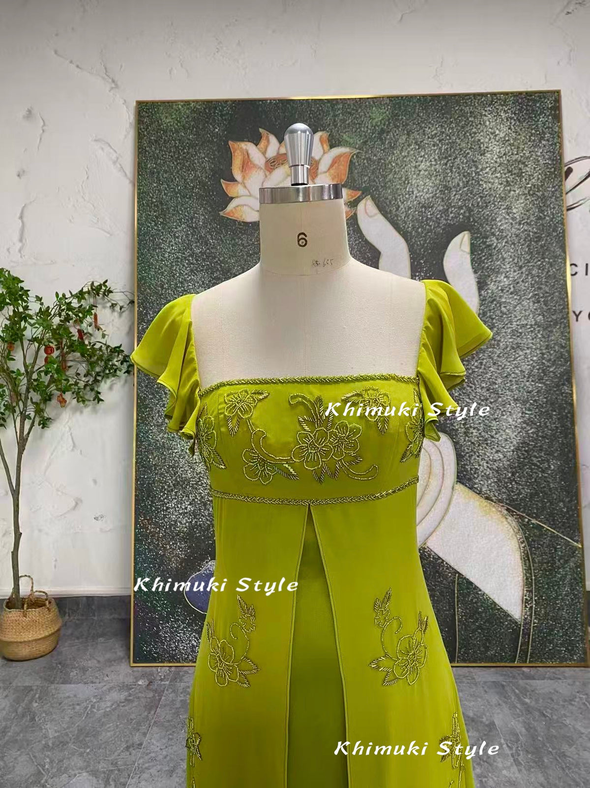 short sleeve green party dress