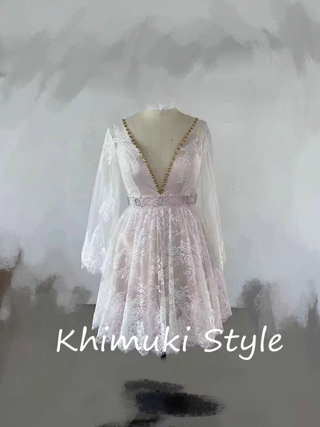 v-neck wedding dress