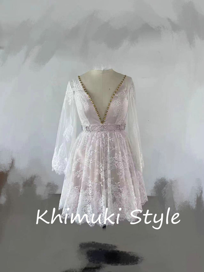 v-neck wedding dress