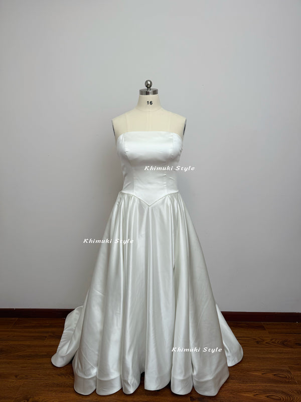 ivory satin wedding dress