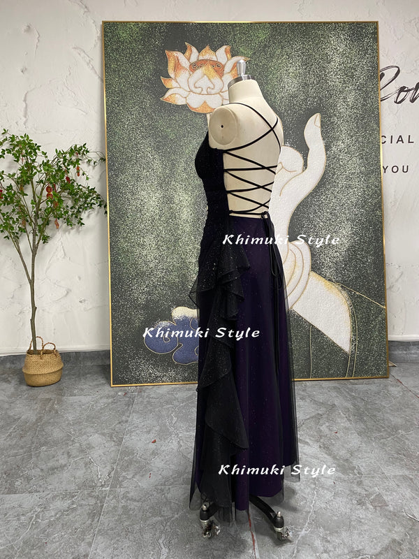 sparkle black and purple party dress