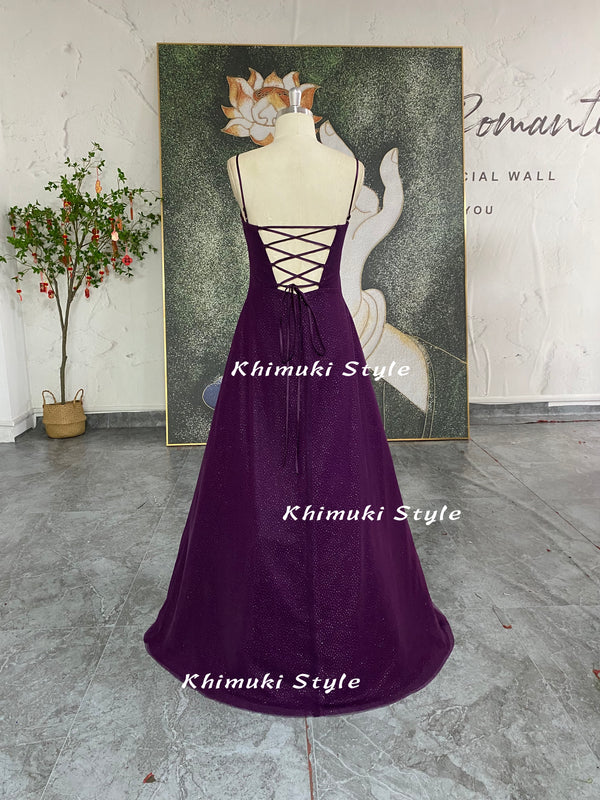 sparkle purple prom dress