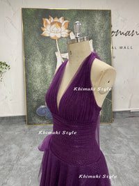 sparkle purple short prom dress