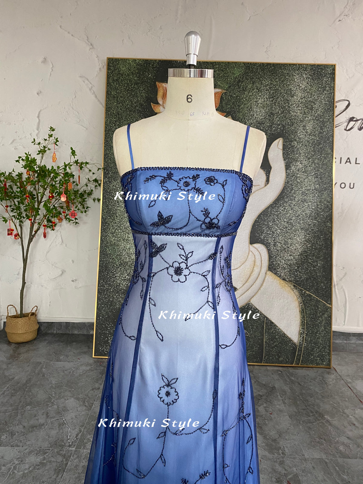 square neckline ombre prom dress