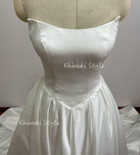 strapless ivory satin wedding dress