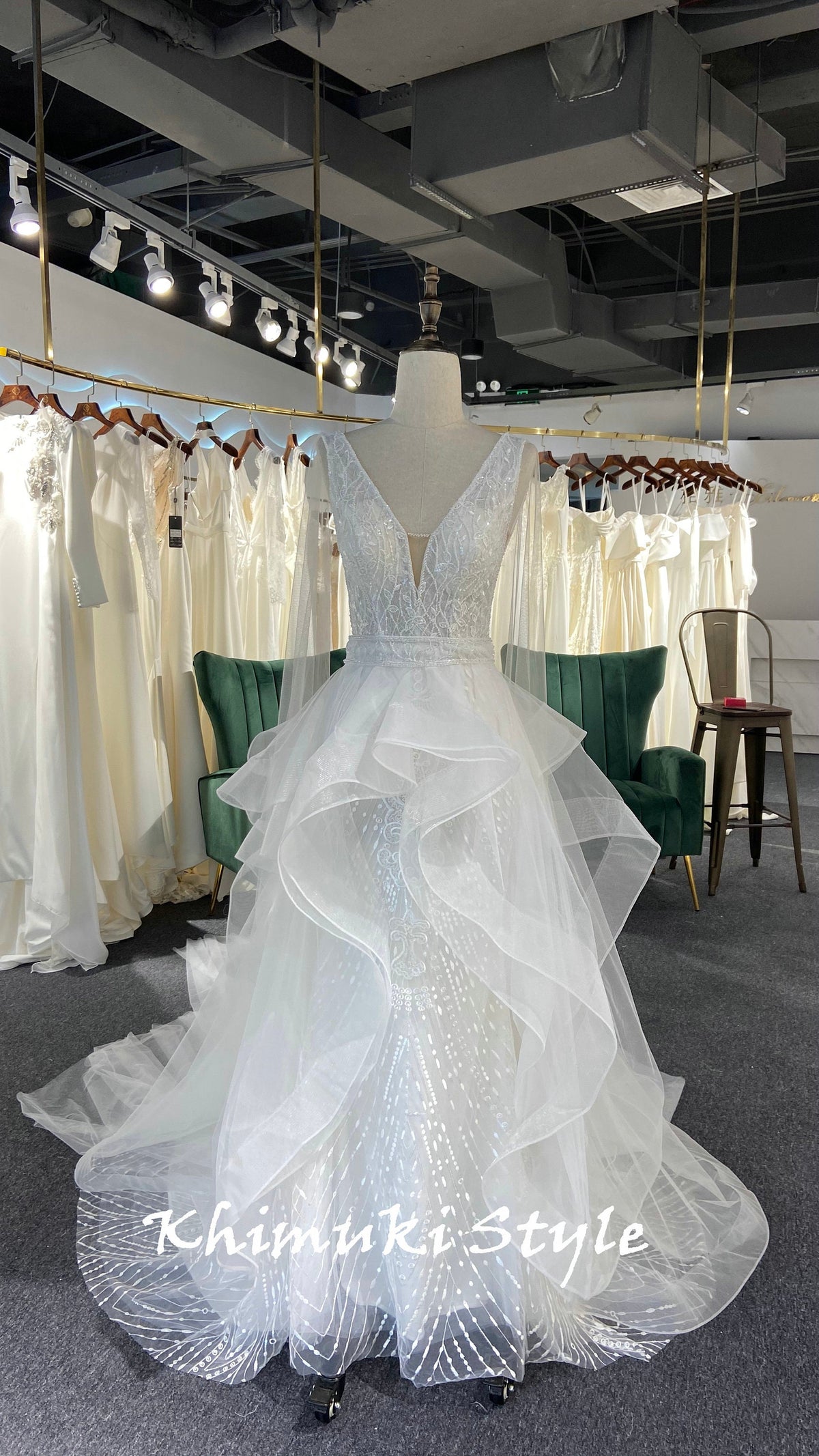 v-neck wedding dress