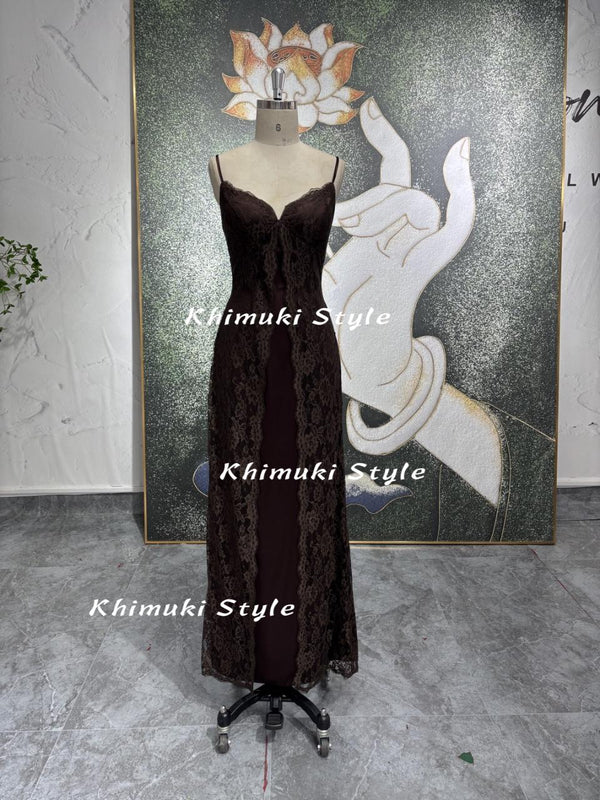 vintage coffee brown prom dress