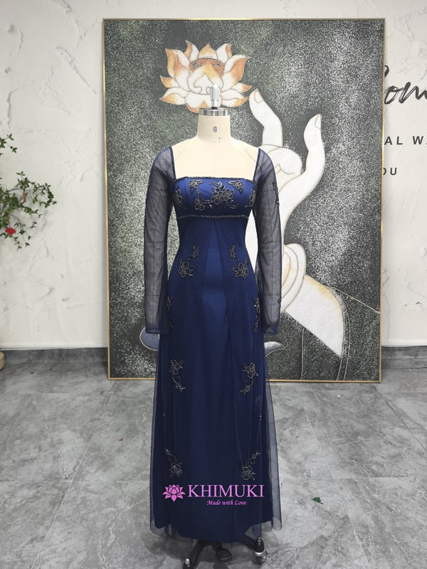 vintage long sleeve prom dress