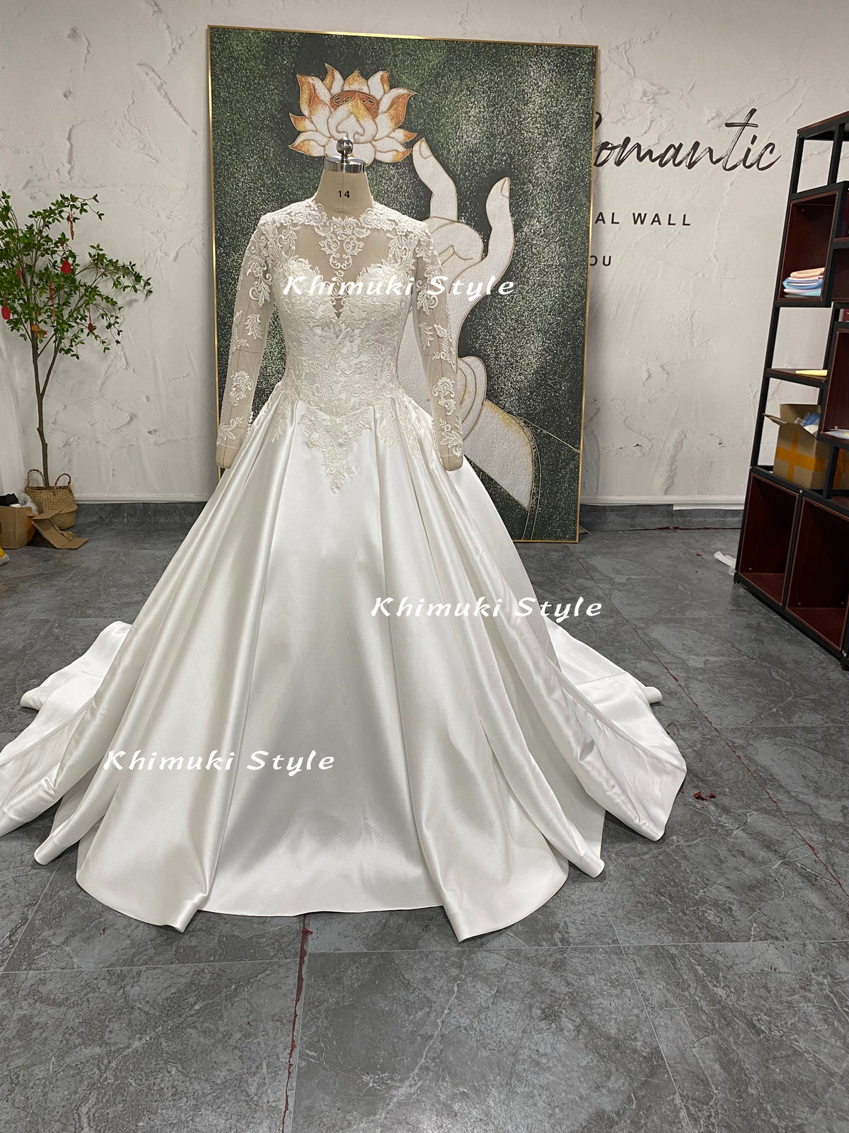 vintage long sleeves wedding gown
