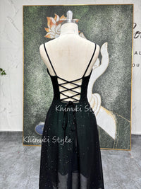 vintage spaghetti strap sparkle evening dress