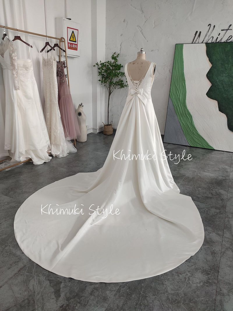 wedding dress with custom made train 