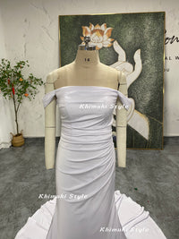 white soft satin wedding dress